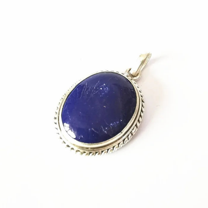 Nepalesisk berlock i Lapis Lazuli och vit indisk koppar