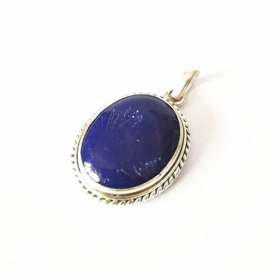 Nepalesisk berlock i Lapis Lazuli och vit indisk koppar